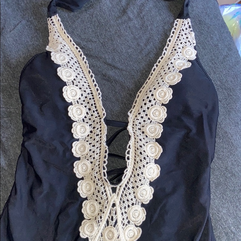 sexy black and cream onepiece